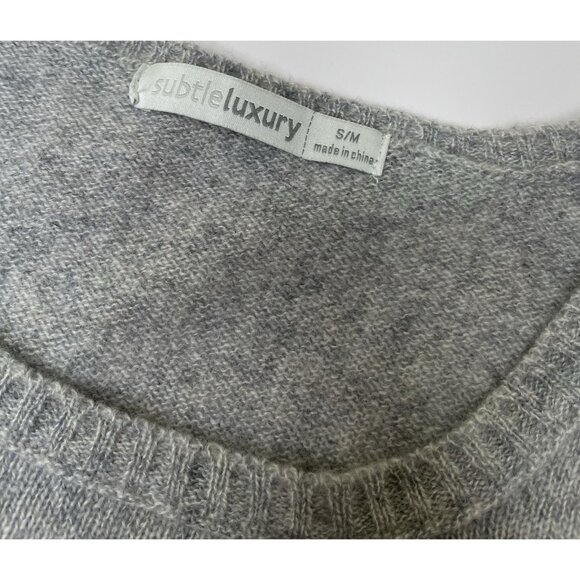 Subtle Luxury Women’s Cashmere pullover sweater Crew Neck S Gray Green - Picture 3 of 9